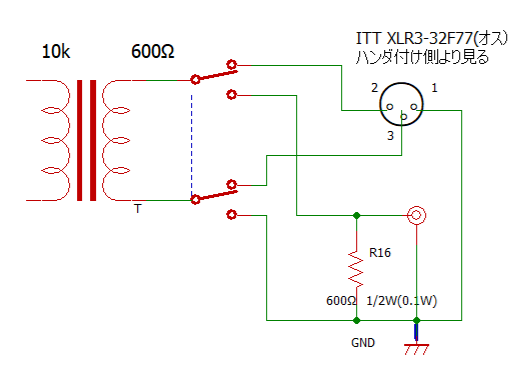 平衡、不平衡出力の切り替え